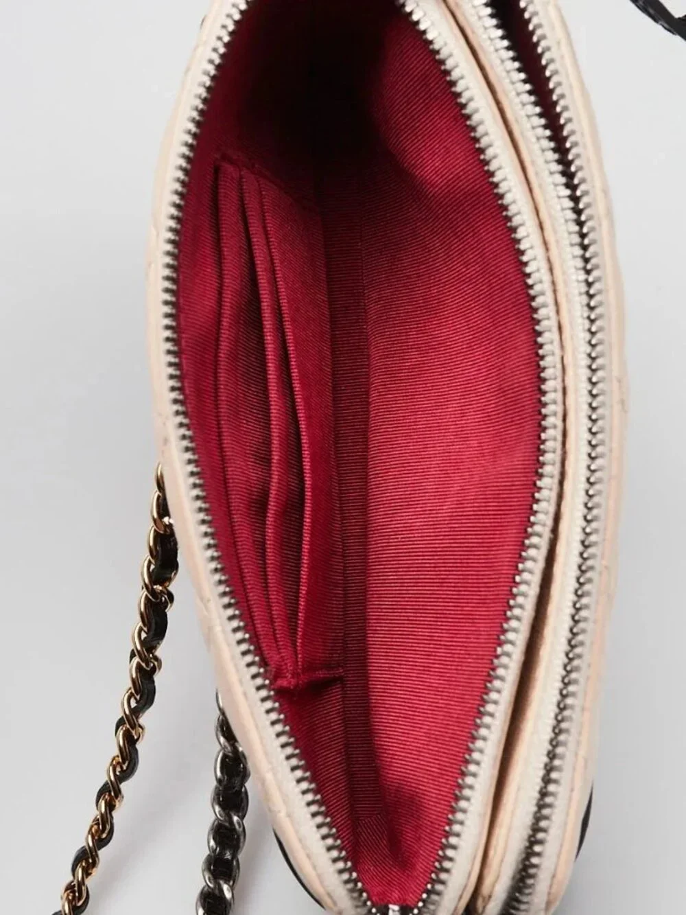 Chanel Beige/Black Quilted Leather Gabrielle Clutch With Chain Bag
